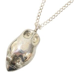 TIFFANY Co Owl Top Pendant Sterling Silver Necklace Accessory Jewelry